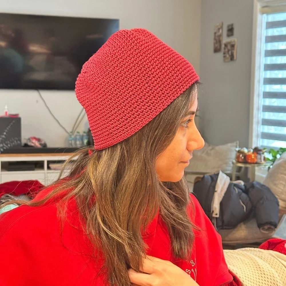 Handmade Red Knit Beanie